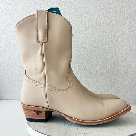 Lane PLAIN JANE Womens Cowboy Boots 10 Ivory Western Midi Boots Cowgirl Short - Picture 2 of 11